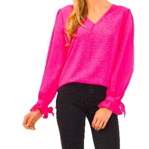 NWT-CeCe Tie Sleeve Top -Wild Fuchsia
